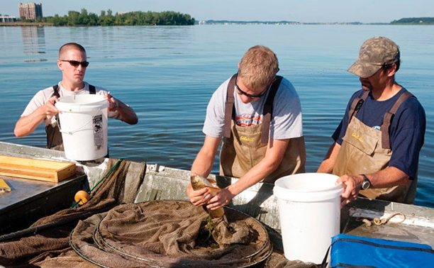 Students on an AWRI research vessel